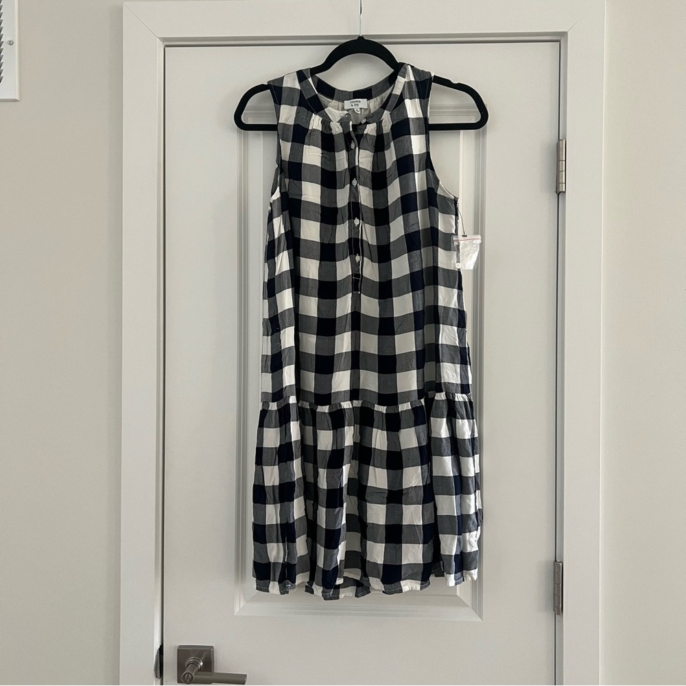 Navy Buffalo Check Plaid Dress
